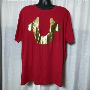 True Religion Logo World Tour Men's Red Graphic Short Sleeve Size XXL/TTG